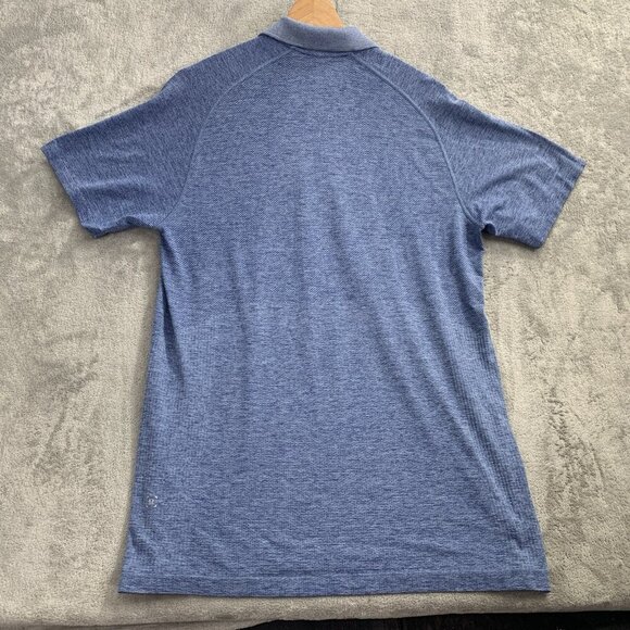 Lululemon Shirt Men Large Metal Vent Tech Polo Blue Performance Athleisure Golf - Picture 7 of 8